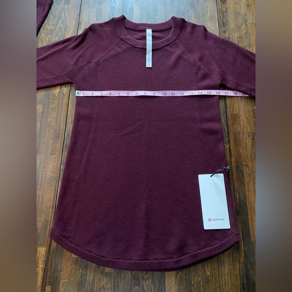 Lululemon Sit in Lotus Sweater Merino Wool Knit Stretch Womens 8 Red Maroon NWT - Picture 8 of 10